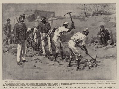 プレトリアの街で働いている囚人の一団、Boer Justiceの例 作： Frank Dadd